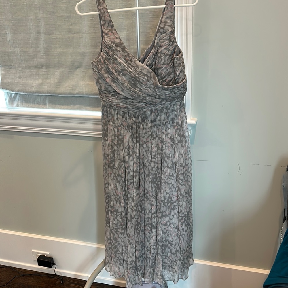 J. Crew pale grey and light pink silk midi dress, worn once.